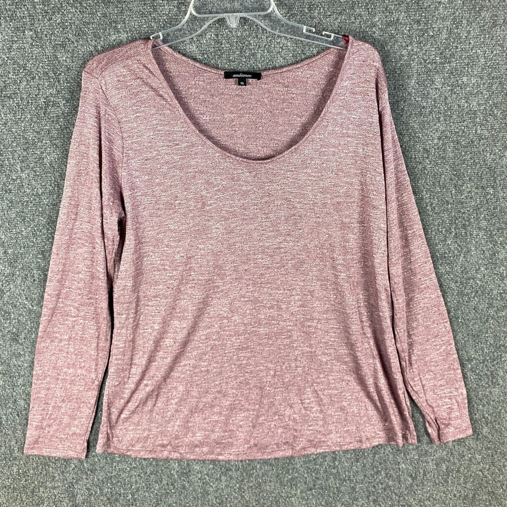 Ambiance Top Women's XL Long Sleeve Burgundy Rayon Blend Extra Large